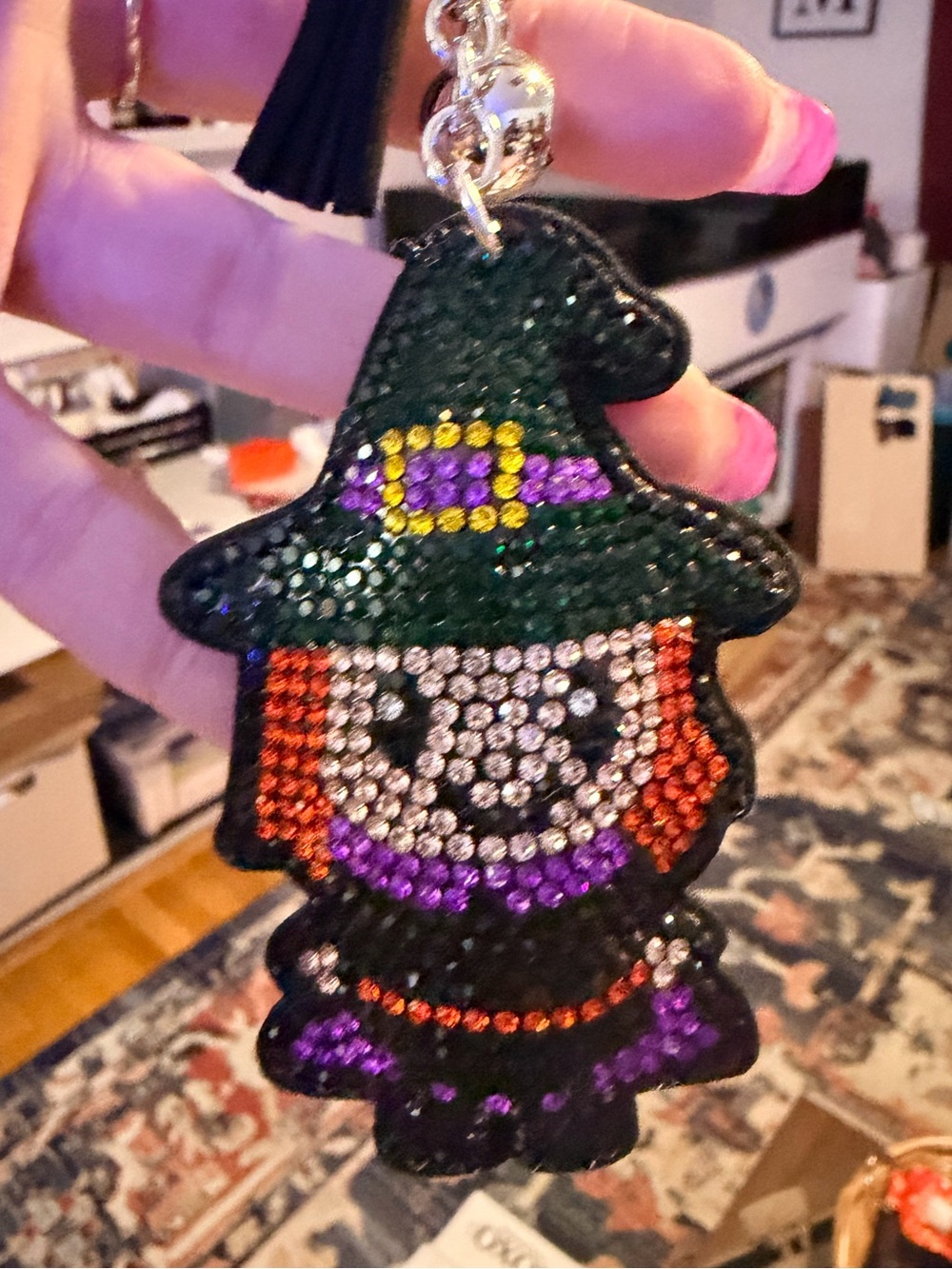 Witch Rhinestone Key/Bag Charm NEW - Picture 1 of 3